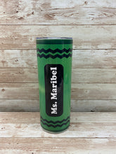 Load image into Gallery viewer, Green Crayon Tumbler Front with Name