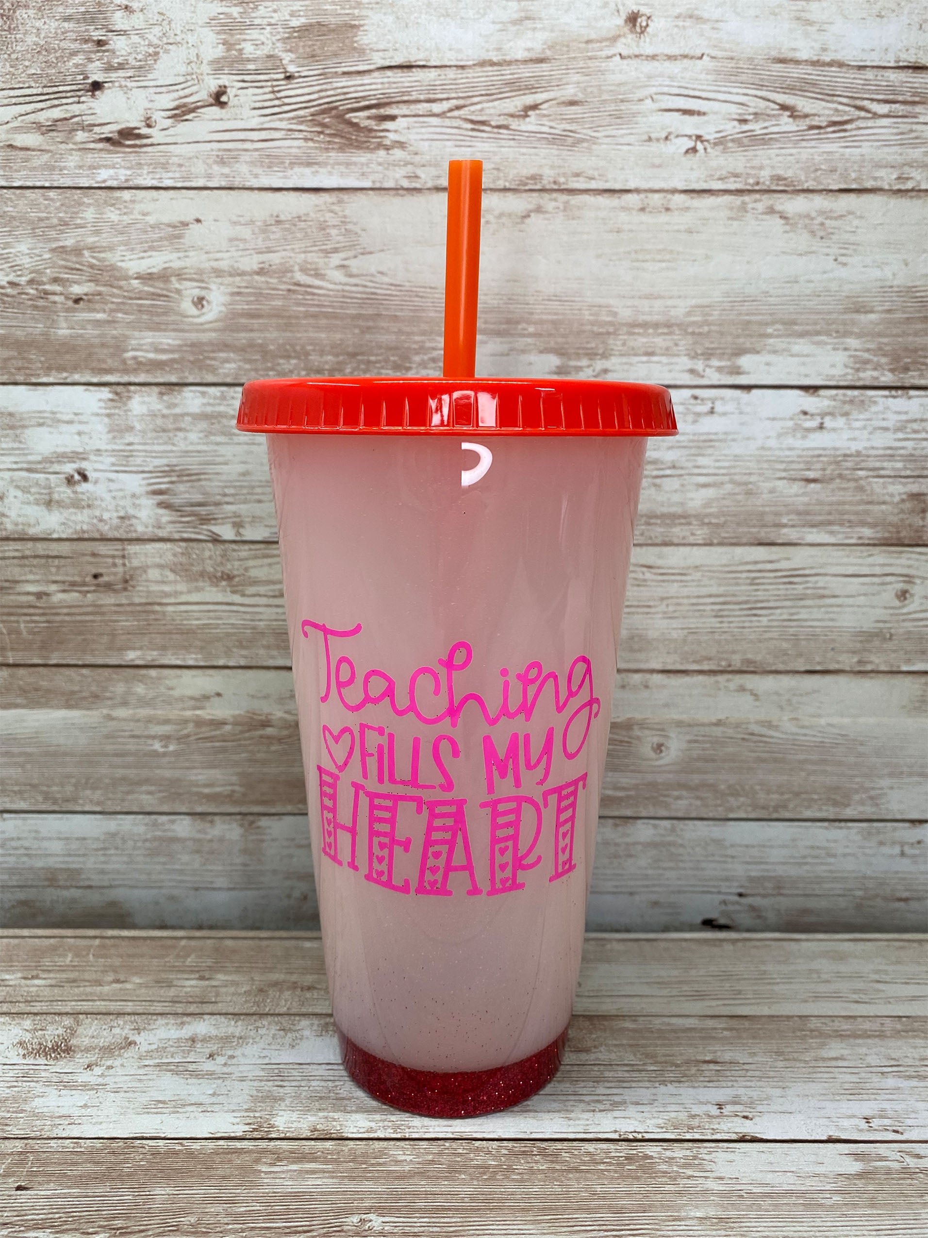 Personalized Pink and Purple Color Changing Cup With Straw