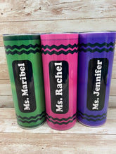 Load image into Gallery viewer, Green, Pink, Purple Crayon Tumbler with names