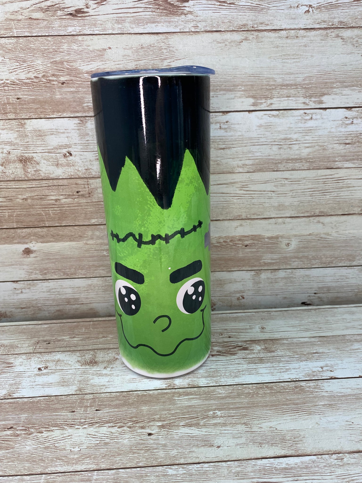 20 Oz Skinny Tumbler, Cute Frankenstein Tumbler, Halloween Monster